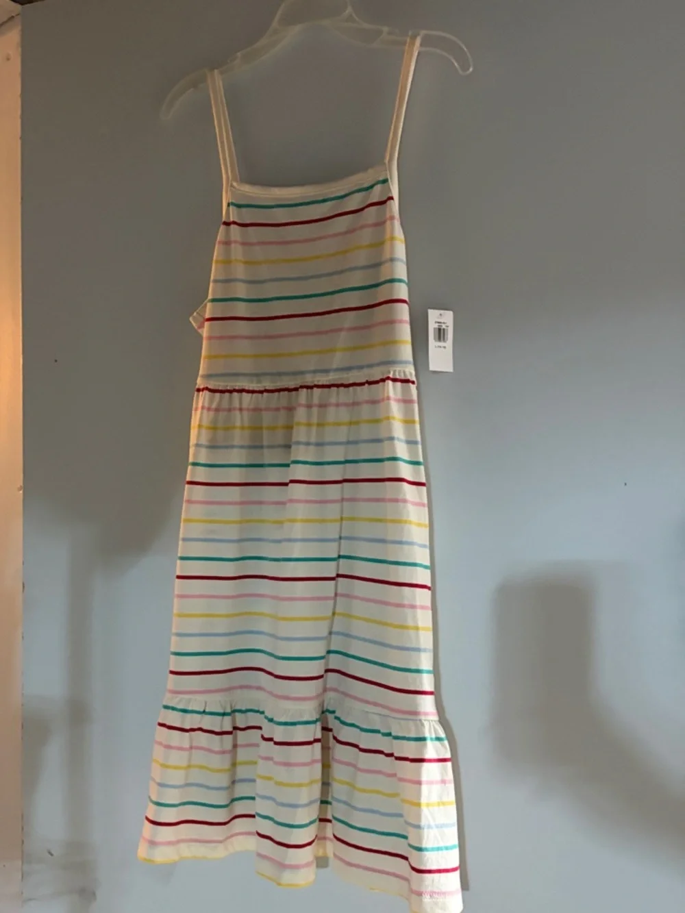 Old Navy White Multi-Color Striped Sundress with Ruffle Hem - NEW WITH TAGS
